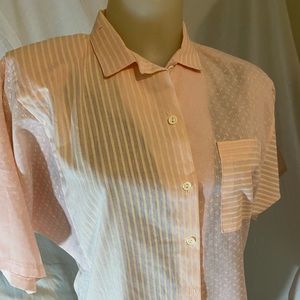 Blouse Ladies Vintage Pink/White Rosebud II L